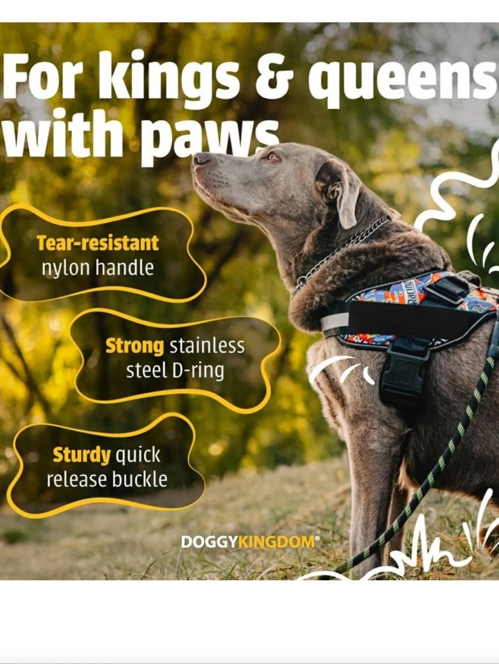 Doggy Kingdom High-Visibility Green No-Choke Dog Harness with Handle size XS
